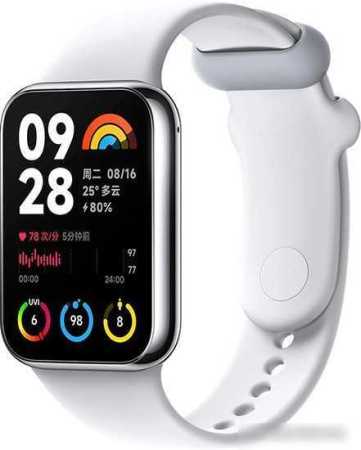 Фитнес-браслет Xiaomi Smart Band 8 Pro M2333B1 без NFC (серебристый, с белым силиконовым ремешком, международная версия)